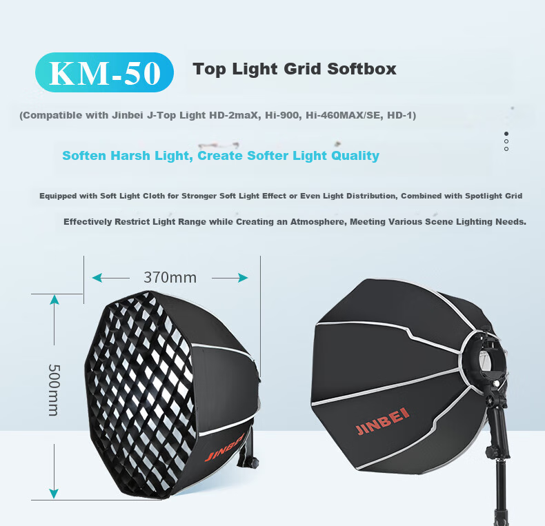 JINBEI Soft Diffuser Color Filter Honeycomb Grid Four-page Light Blocking Sheet for HD-2PLUS/MAX/HD-1/Hi-460/Hi5/H1 Set-top Box Accessories ET-4 Four-hole to Bayonet Mount 9