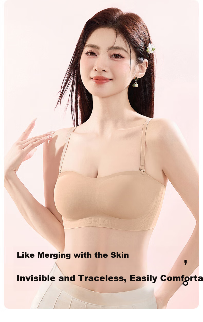MiiOW Strapless Bra for Women, Non-Slip Push-Up, Invisible Seamless Backless Bra, Anti-Sagging Camisole Brassiere 3