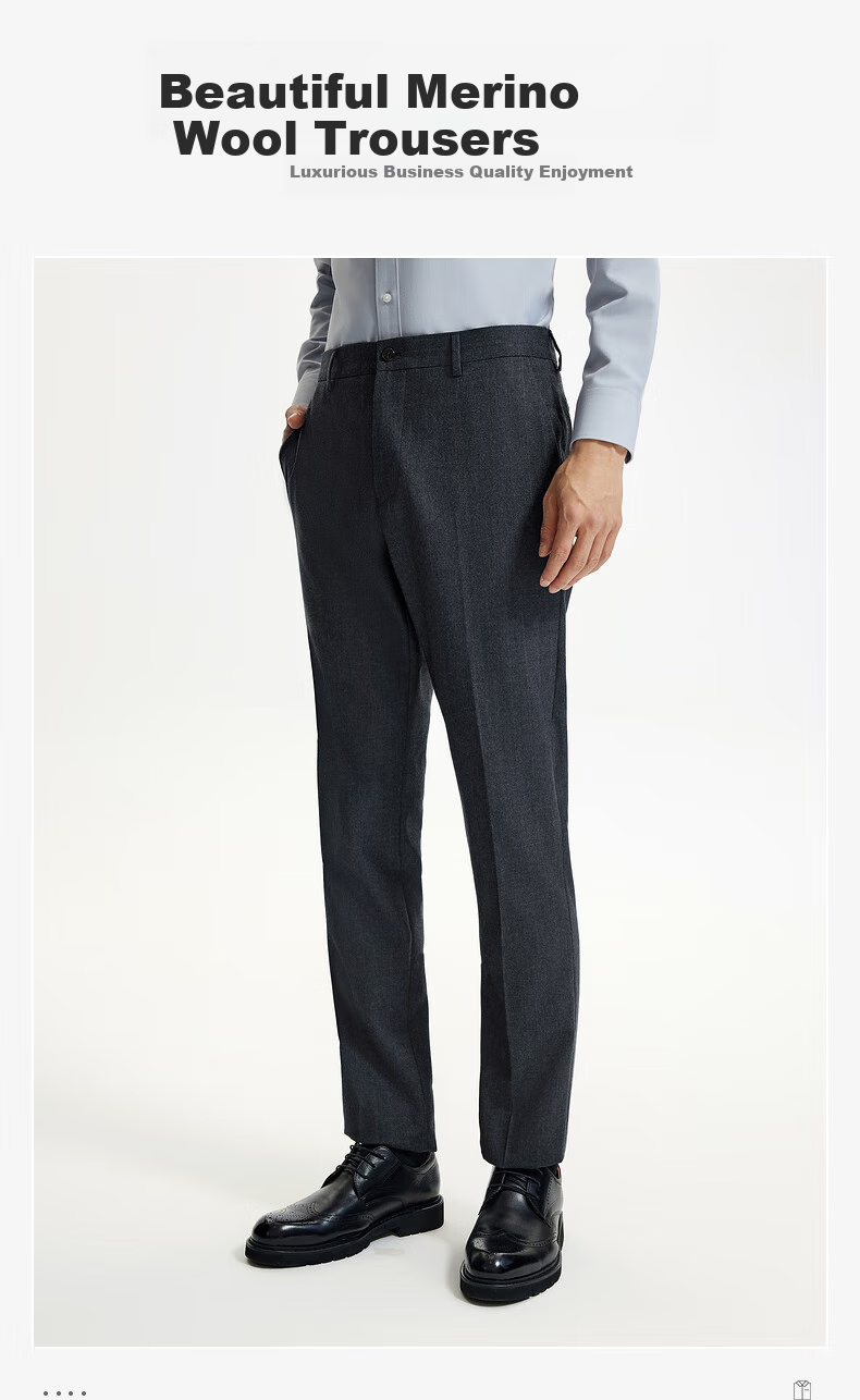 Goldlion [Pure Wool] Spring And Summer Men's Dark Twill Jacquard Slim Fit Business Formal Dress Pants 25