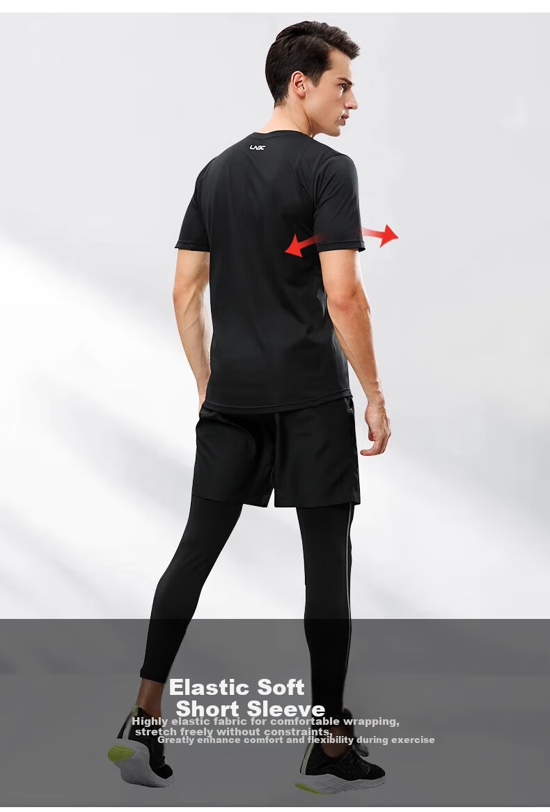 Li-Ning Men's Running Sports Set Fitness Training Quick-Dry Compression Shirt Badminton Sports Three-Piece Set 2