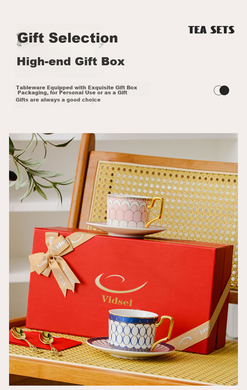 Vidsel Luxury Ceramic Coffee Cup and Saucer Gift Set High-Value Gift Box Couples Gift New Wedding Birthday Housewarming 6