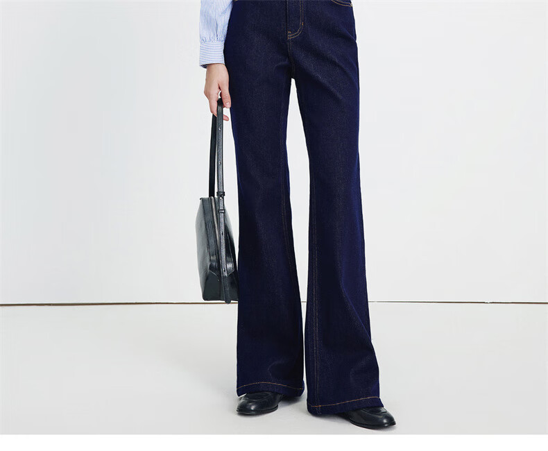 Navigare Small Sailboat Brushed Skin-Friendly Washable Jeans, Autumn And Winter Style, Women's Lyocell Trousers, Flared Pants, 2342575508 5