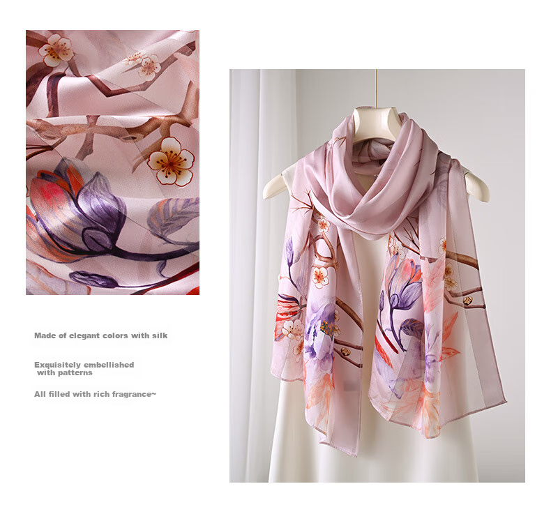 Hangsifu Silk Scarf, Mulberry Silk Shawl, Autumn And Winter Warm Neck Warmer, Birthday Gift for Mom Or Wife 28