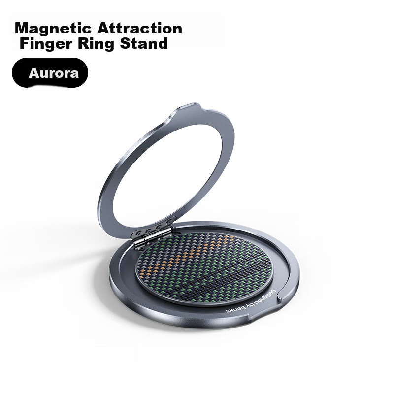 Benks Magsafe Magnetic Ring Stand with Desktop And Ring Holder, 360° Rotating Aurora Pattern, Apple Aramid Fiber Strong Magnetic Phone Holder, Portable Photography Stand