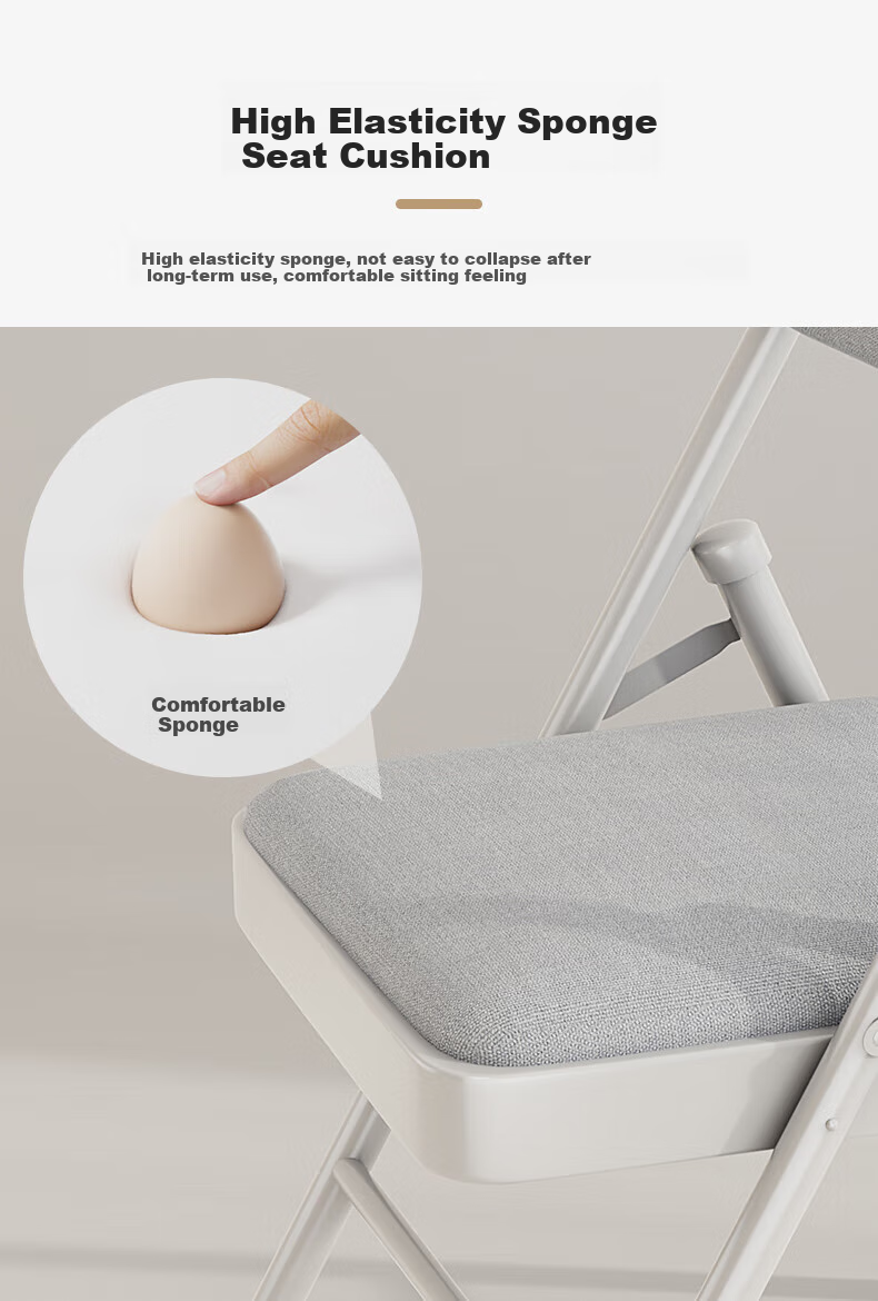 Yimo Folding Chair with Backrest, Portable Dining Chair, Computer Chair, Home Stool, Dormitory Study Chair, Conference Training Office Chair, White 3
