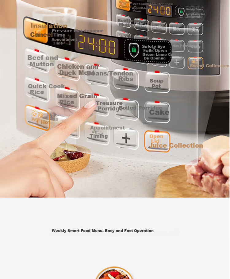 Joyoung Home Smart 6L Dual-Lid Pressure Cooker with One-Button Operation for Cooking Rice And Stewing Y-60C817 9