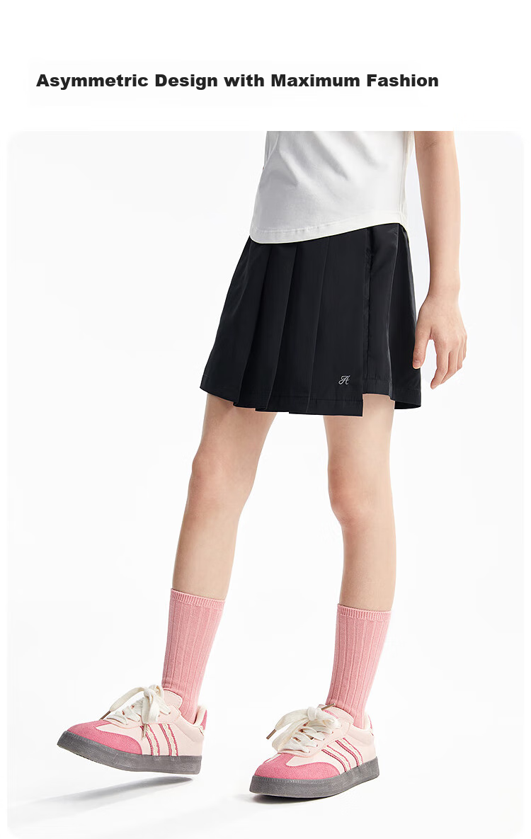Annil Girls' Pleated Skort, Summer 2025 New Style, Casual Sweet Fashionable Black Short Skort 4