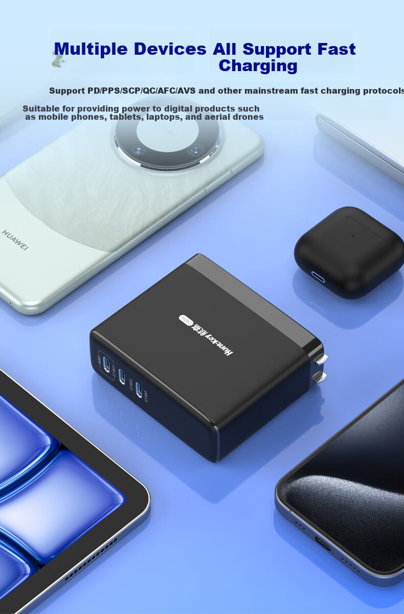 Huntkey High-Power S140 Pro GaN Charger 140W Multi-Port Fast Charger Type-C for Apple iPhone 17 Laptop 8