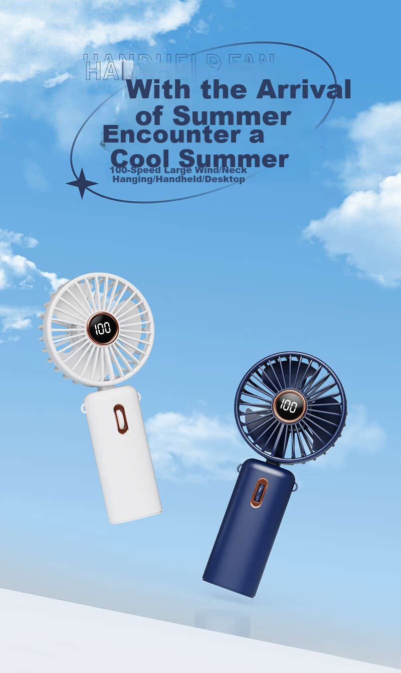 Jinlongxing [100-Speed Cold Air Blast] Handheld Mini Fan, Quiet Desktop Cooling Bladeless Portable USB Rechargeable High-Power Fast Air Gun with Long Battery Life 1