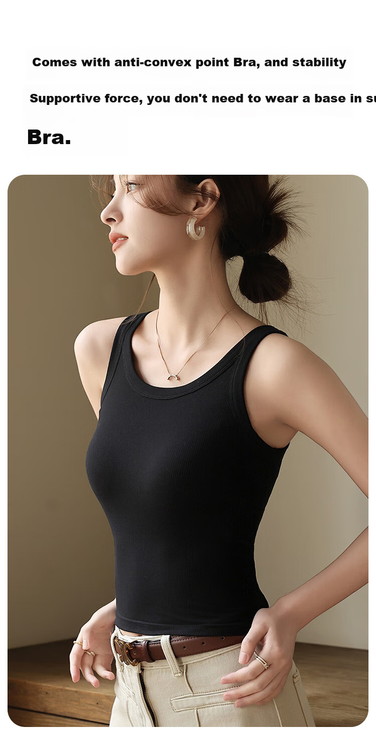 MiiOW Women's Racerback Camisole with Built-In Bra Pads, Short T-Shirt Undershirt for Layering, 2026 Black M 5