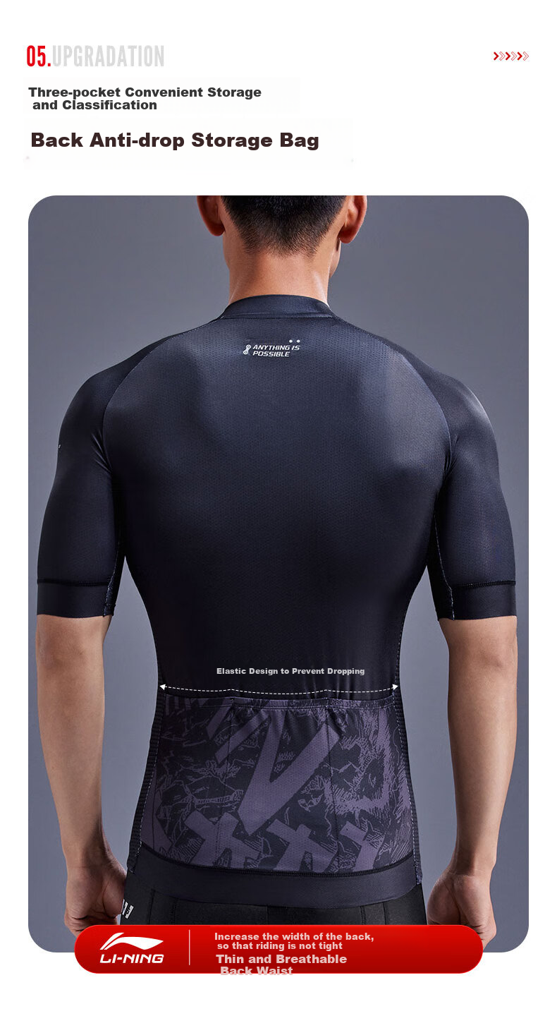 Li-Ning Cycling Jersey for Men And Women, Summer Short Sleeve Mountain And Road Bike, Sweat-Wicking, Breathable, Quick-Drying Cycling Top Equipment 9