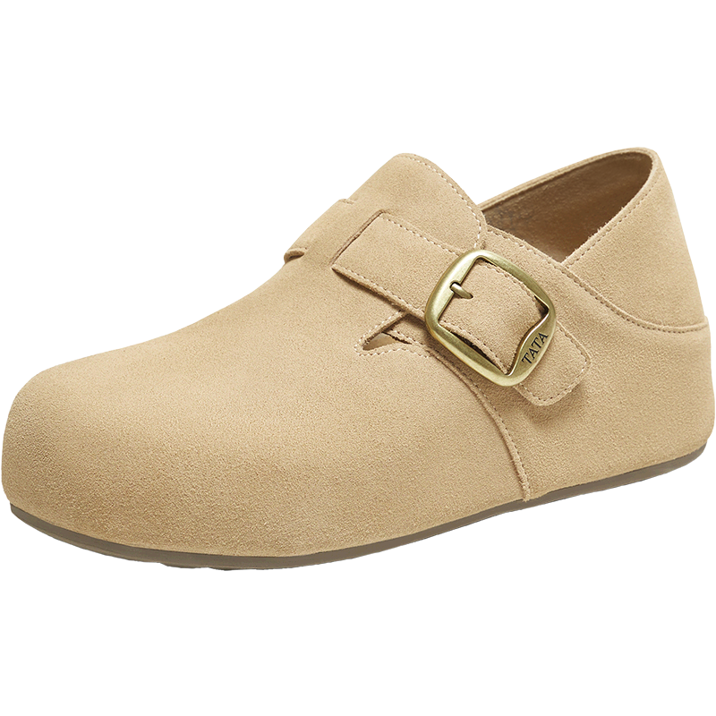 TATA Women's 2025 Autumn Birkenstock Style Fashion Casual Versatile Khaki Shoes Size 39