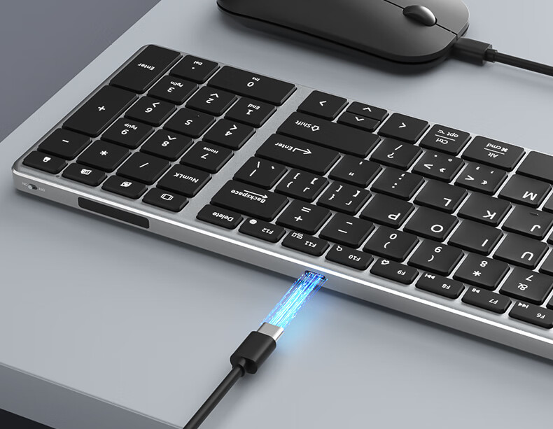 B.O.W Hangshi HW236L-2 Rechargeable Ultra-Thin Silent Wireless Keyboard And Mouse Set, 99 Keys, Compatible with Desktop And Laptop Computers for Office And Home Use, Silver And White 14