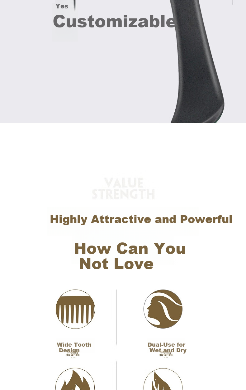 Bingyou Wide-Tooth Comb, Matte Curling Iron for Men And Women, Large Size Hair Comb, Styling Tool, Big-Tooth Comb 3