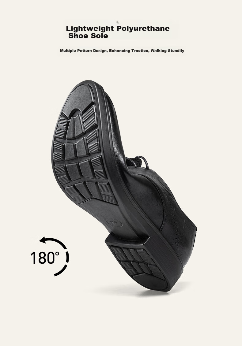 Kangnai Leather Shoes, Spring Style, Commuter Business Casual Shoes for Men, Soft Sole Comfortable Office Formal Derby Shoes Groom Shoes, Black, Size 42 7