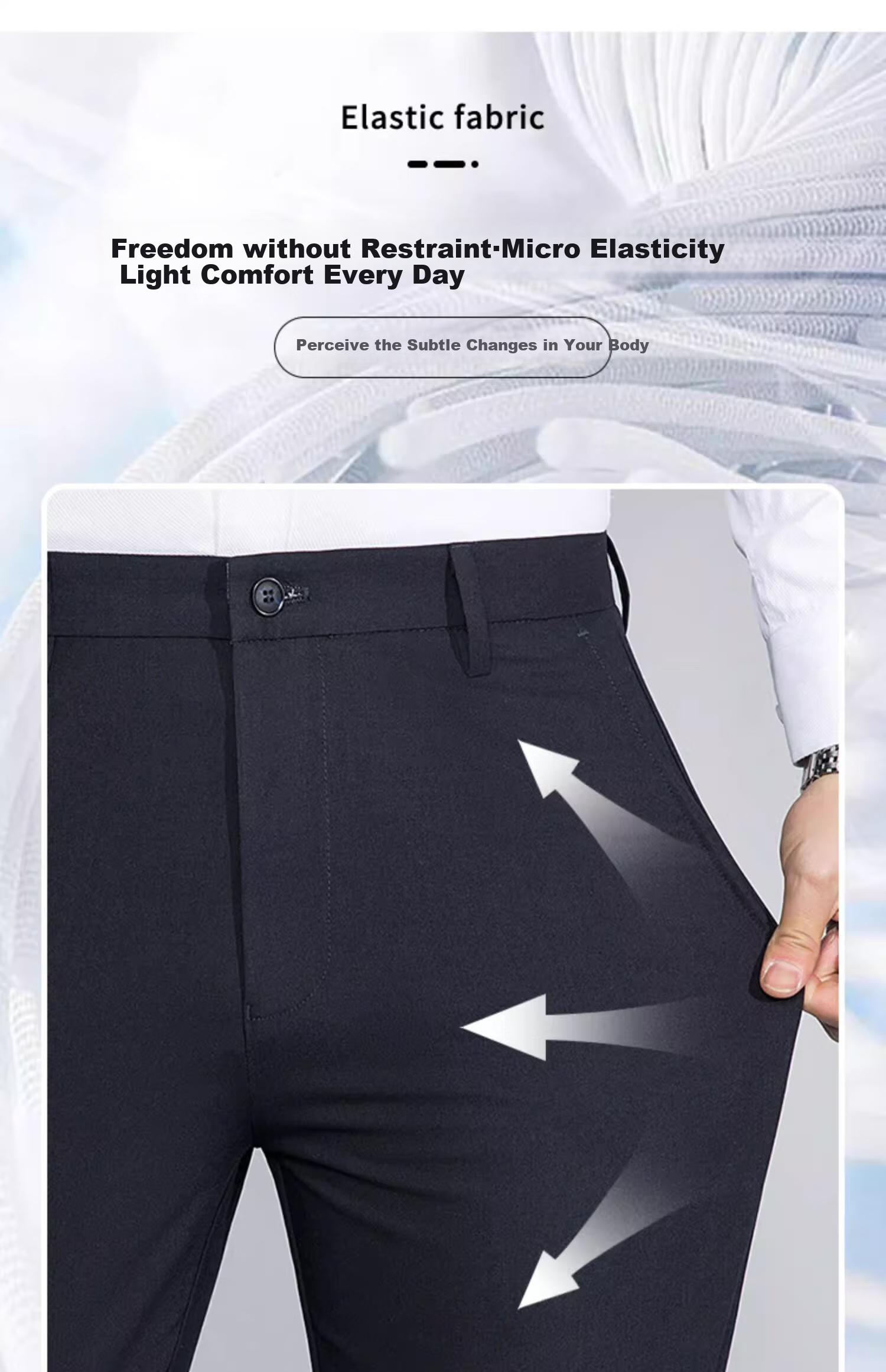 MONTAGUT [Wrinkle-Resistant And Easy-Care] Summer Solid Color Versatile Business Men's Dress Pants, Draping Mid-Rise Cool-Feeling Long Pants 4029 7