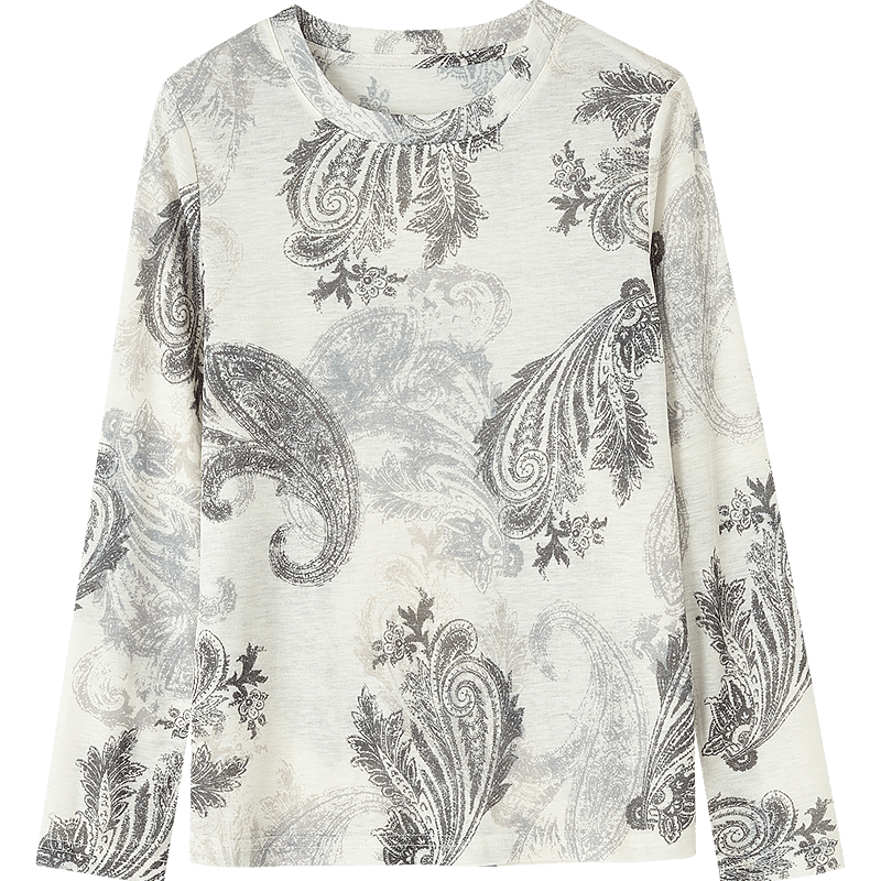 Dme Artistic Ombre Autumn Vintage Round Neck Colorblock Slightly Stretchy Slimming Petite Women's T-Shirt