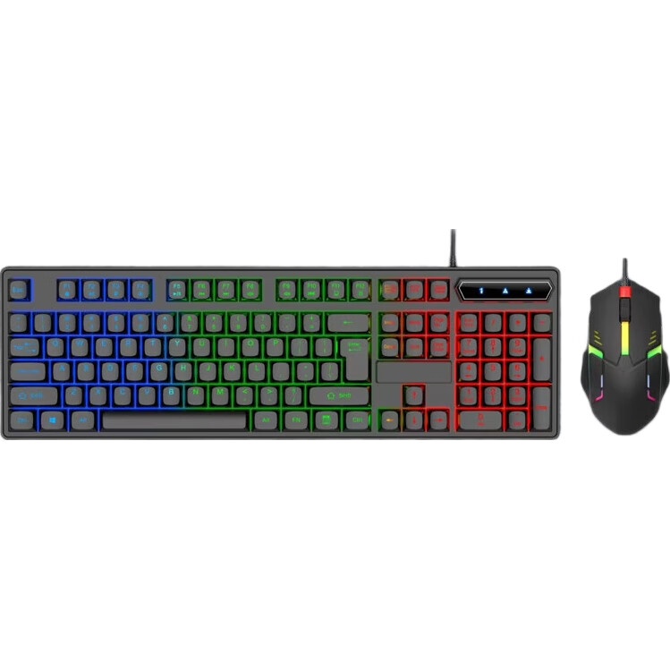 Игровая клавиатура и мышь Lingshe MK210, проводной комплект, металлическая панель, подсветка, серо-черный