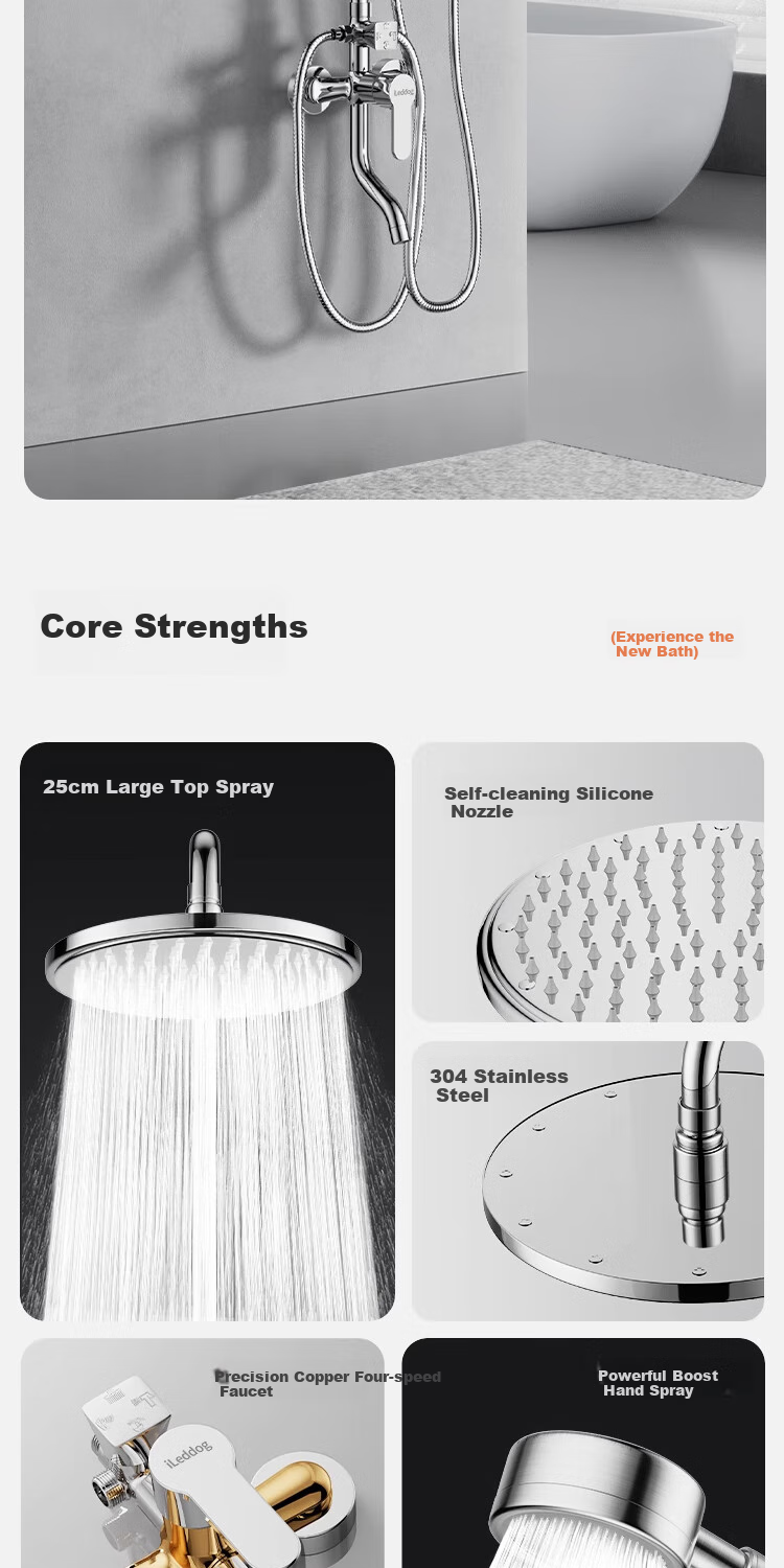 ILeddog [Germany] All-Copper Simple Shower Head Set, Bathroom No-Top Spray Bathtub Shower Head 019 2