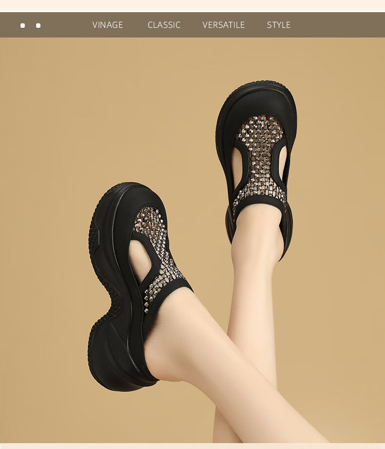 DAPHNE Women's Thick Sole Open Toe Sandals Spring 2026 New Height Increasing Slip-On Half Slippers Platform Shoes 6