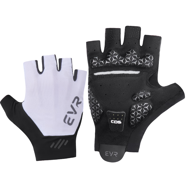 EVR Cycling Gloves Half Finger Summer Shock Absorption Short Finger Gloves White M