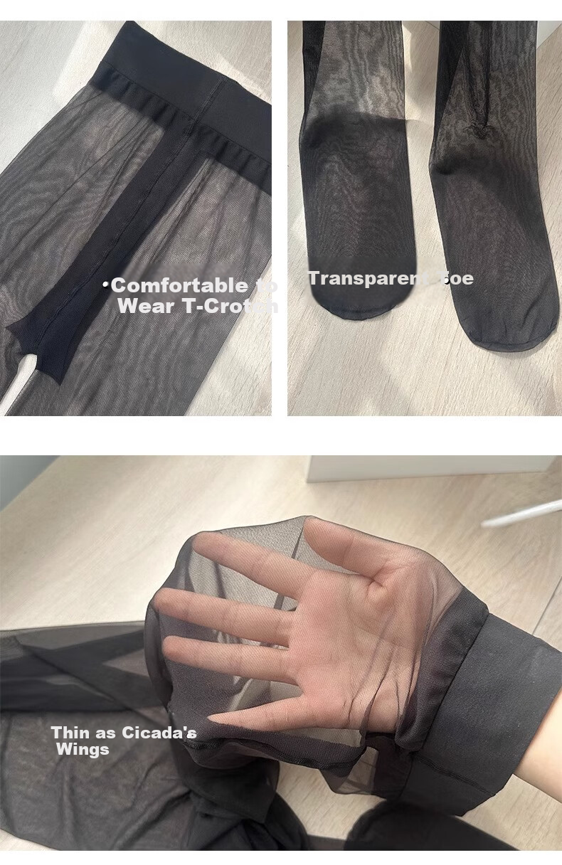 LangSha Crotchless Tights Stockings 0D Sexy Ultra-Thin Toe Point Fully Transparent Summer Thin Invisible Pantyhose 2 Pairs 18