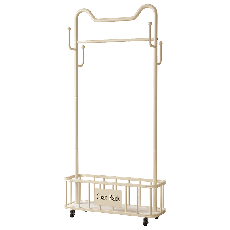 Sannoylin Floor Standing Coat Rack Bedroom Clothes Hanger Mobile Home Light Luxury Indoor Clothes Rack Drying Rack 80cm Milk White
