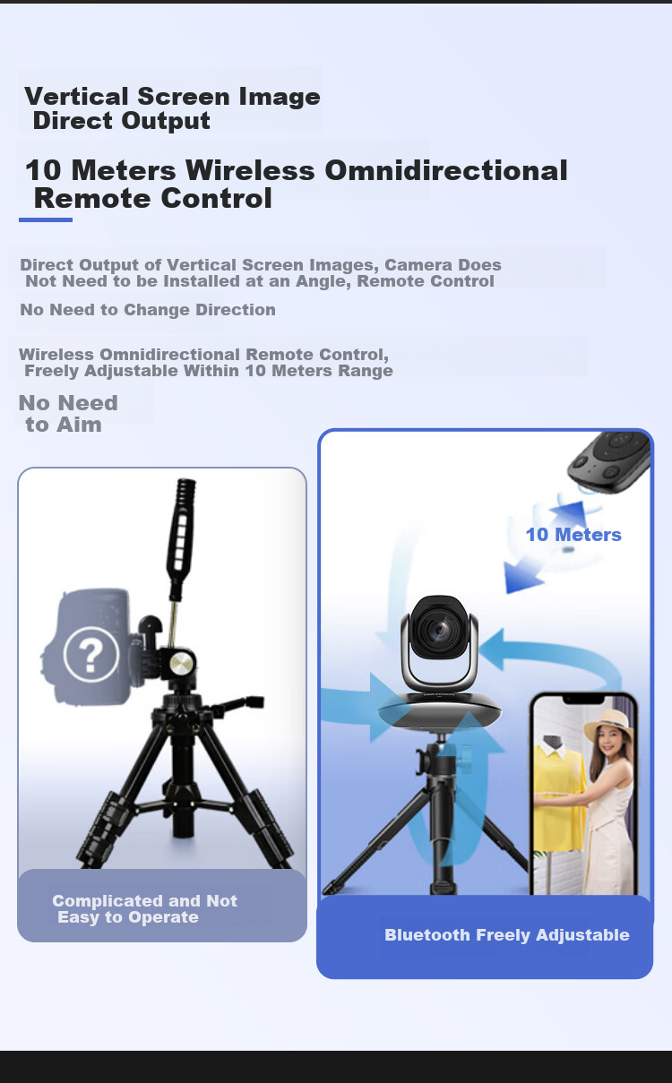HIKVISION Live Streaming Camera, 4K Ultra HD, 12x Zoom, Vertical Screen, Smart PTZ, Light Camera, Shaking Fast Delivery, Beauty Live Streaming Equipment, U108R Pro 8