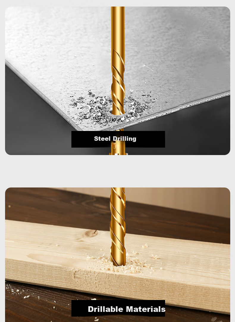 Dedong Four-Blade Serrated Eccentric Drill Bit for Tiles, Concrete, Stainless Steel, Dry Drilling, Angled Head, 6+8+10mm Three Pieces 11