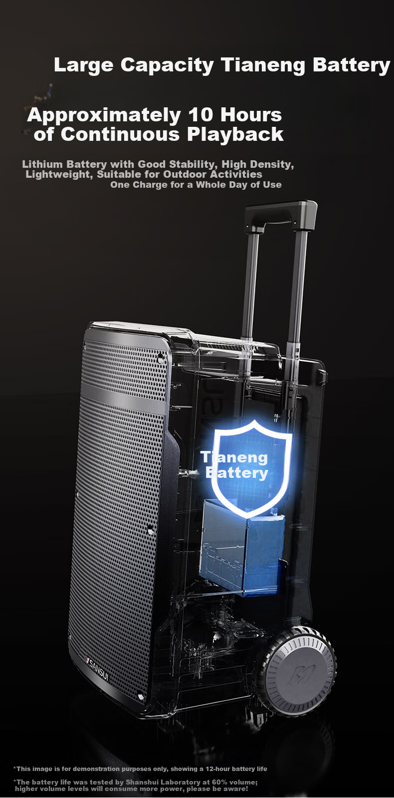 SANSUI E08 Karaoke Speaker, Outdoor Portable Amplifier, High-Volume Bluetooth Mobile Speaker, Powerful Singing Outdoor KTV Performance Stage Dual Microphone 12