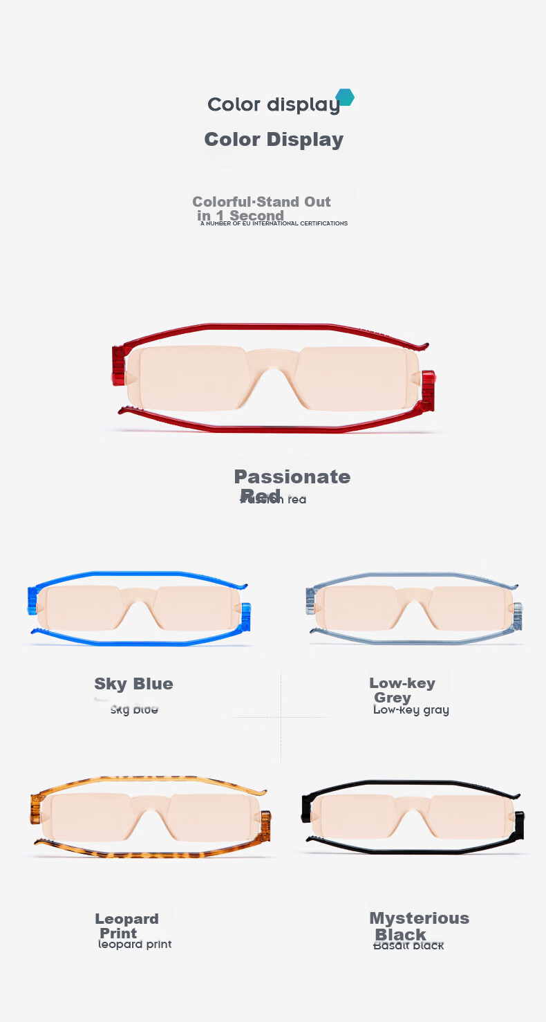 NANNINI Reading Glasses, Anti-Blue Light, Frameless, Portable, Foldable CP1-1151, Amber Color, 200 Degrees (Recommended for Ages 55-59) 3