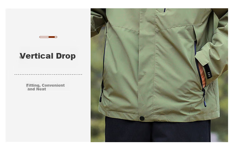 JEEP SPIRIT Men's Jacket, Spring And Autumn Korean Style Workwear Three-In Fleece Windbreaker, Ivory White - 2XL 8