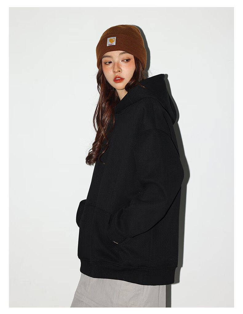 NASA GISS Men's Hoodie Loose Fit Solid Color Sports Sweatshirt Youth Long Sleeve Jacket Black M 38