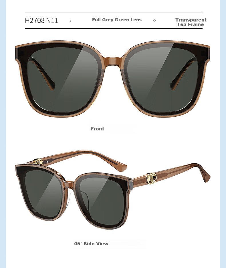 HELEN KELLER Sunglasses for Women And Men, Square Black Ultra-Deep Tinted Polarized Sunglasses, Slimming Effect, UV Protection, H2708H01 9
