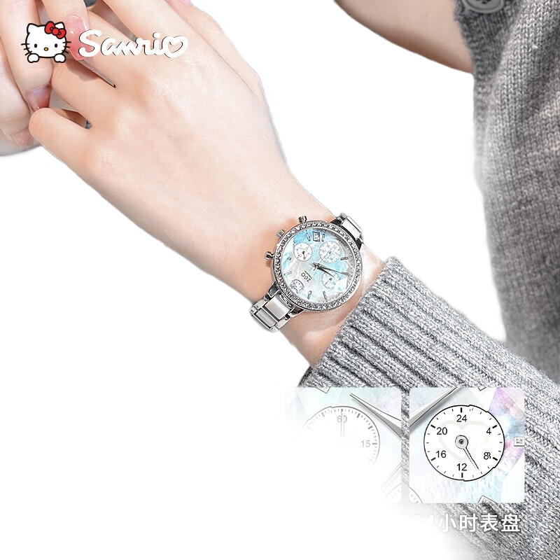 Женские часы Hello Kitty Sanrio, механические кварцевые часы, легкие роскошные модные наручные часы для девочек, подарок на день рождения, День святого Валентина