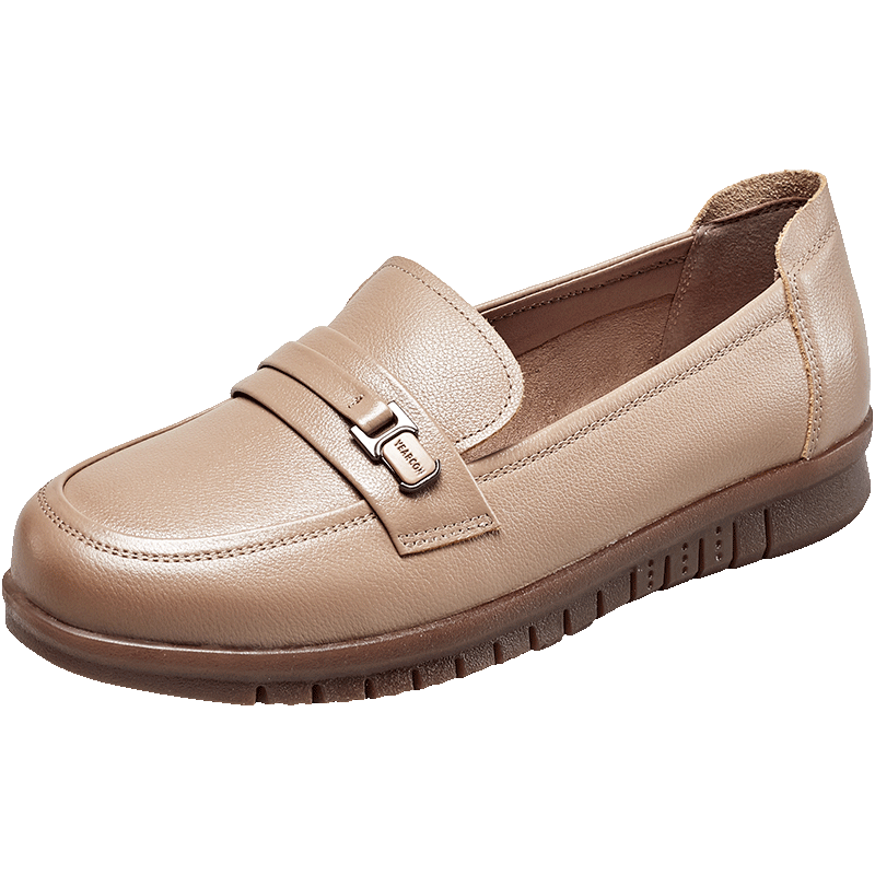 Eierkang Women's Loafers Wide Fit Large Size Single Shoes Middle-aged and Elderly Mom Shoes 11759W Bean Paste Color Size 35