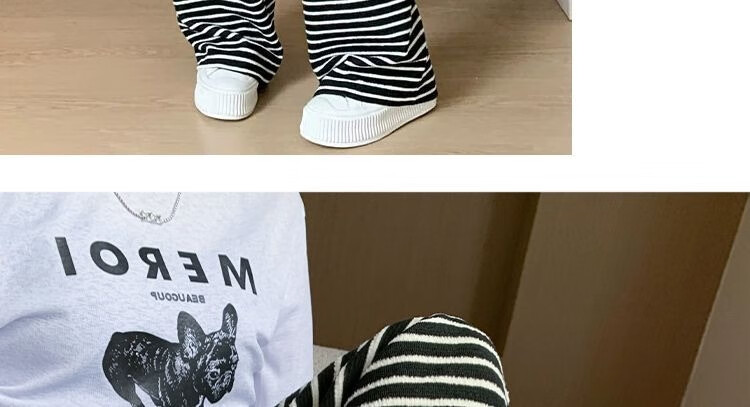 Shiduo Maternity Pants Spring Autumn Wide-Leg Striped Loose Plus Size Leggings Casual Pants Autumn XL 37