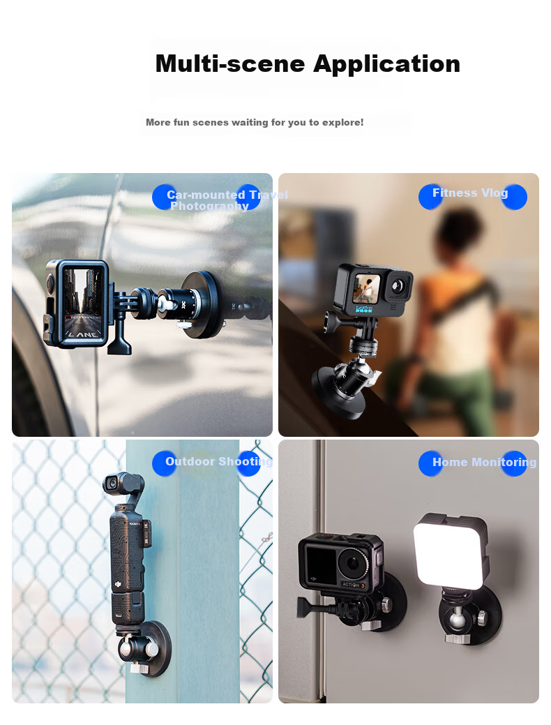 JJC Suction Cup Mount for DJI Action 6/5 Pro/4, Nano Action Camera Car Mount, Insta360 GoPro Car Shooting Fixed Base 9