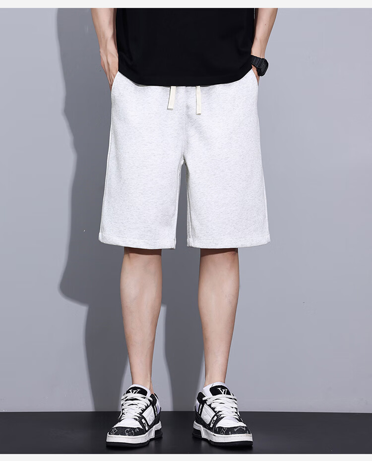 Yipintiancheng 2025 Summer Heavyweight Sports Shorts, Comfortable Solid Color Knee-Length Pants, Large Size Loose Versatile Trendy Casual Mid-Length Shorts 8