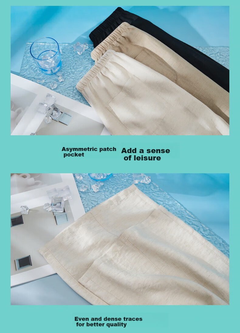 ESE-Y Ice Linen Wide-Leg Pants for Women, New Summer 2025 Style, Linen Light-Weighted Outfit, Yamamoto White Straight-Leg Pants, Beige, Size 30 15