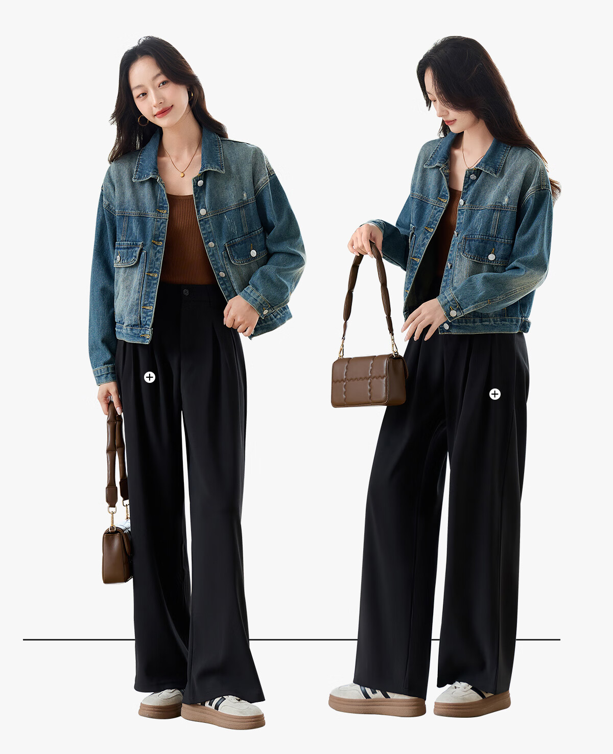 Pincai Women's Denim Jacket Trendy Retro Double Pocket Design Casual Versatile Top P53D006 12