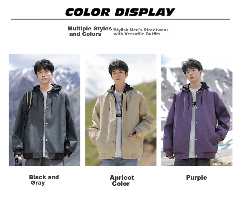 POUM Trendy Hooded Leather Jacket for Men, Spring And Autumn Style, High-End Cool Casual Jacket, 2885 Black And Gray, 2XL 3