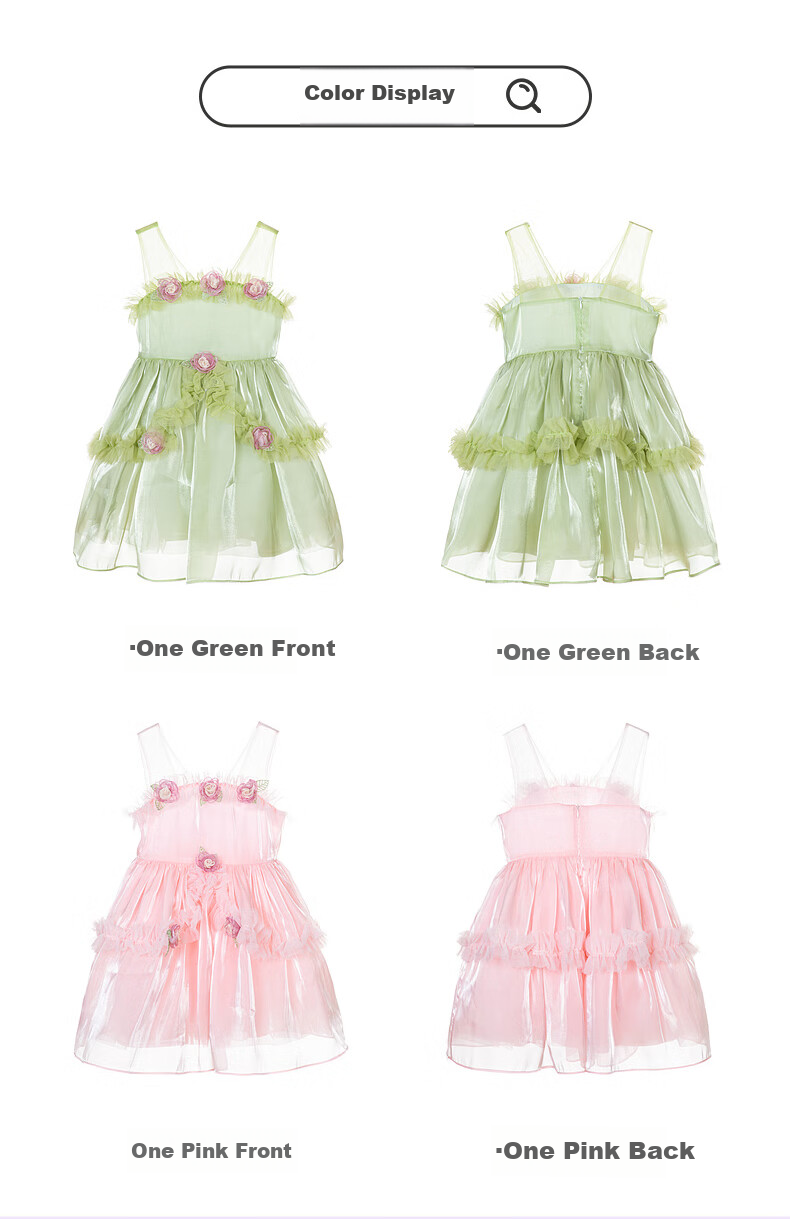 Follow Me Girls' Sleeveless Dress, Summer New Style Sweet Floral Princess Dress, Children's Formal Dress Tulle Skirt, Pink, Size 160 3