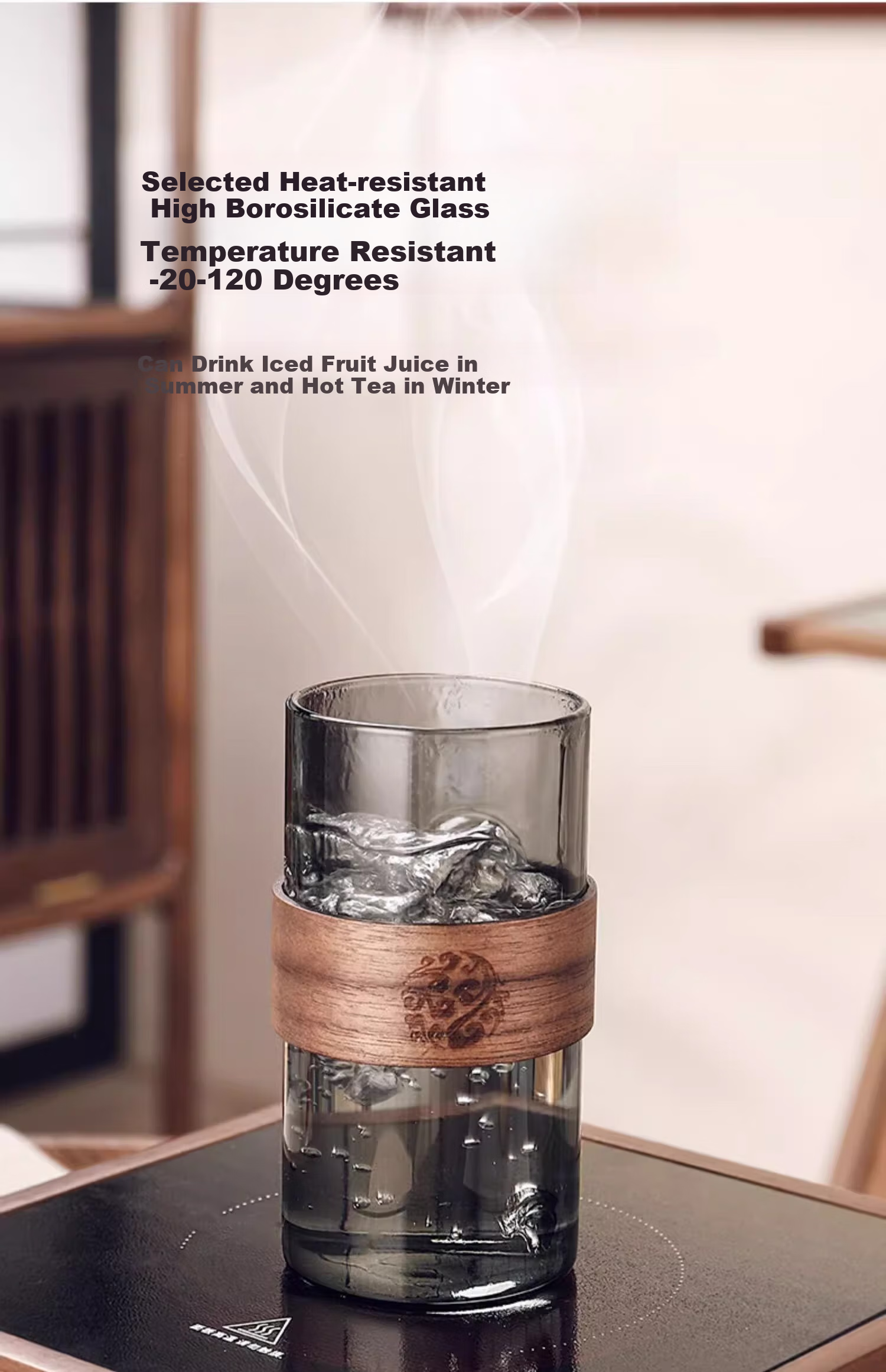 CRISTALGLASS Heat-Resistant High Borosilicate Glass Water Cup Set, Home Drinking Cups, Living Room Guest Tea Cups, New Chinese-Style Elegant Desig 6
