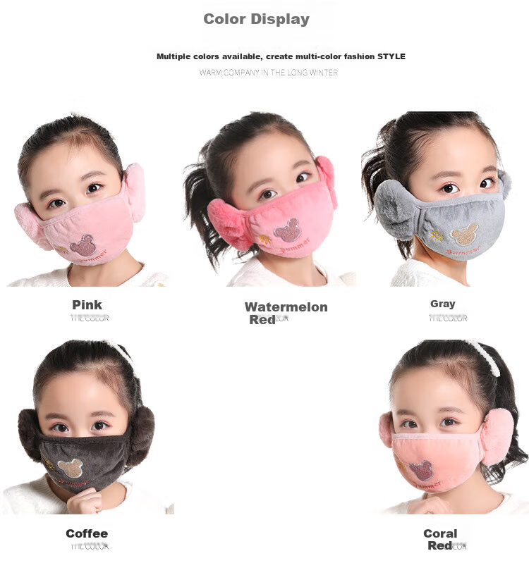 Adandyish Cartoon Green Hanging Ear Mask for Children, Autumn And Winter Windproof Warm Cycling Dust-Proof Cold-Resistant Thickened Protective Ear Covers 2