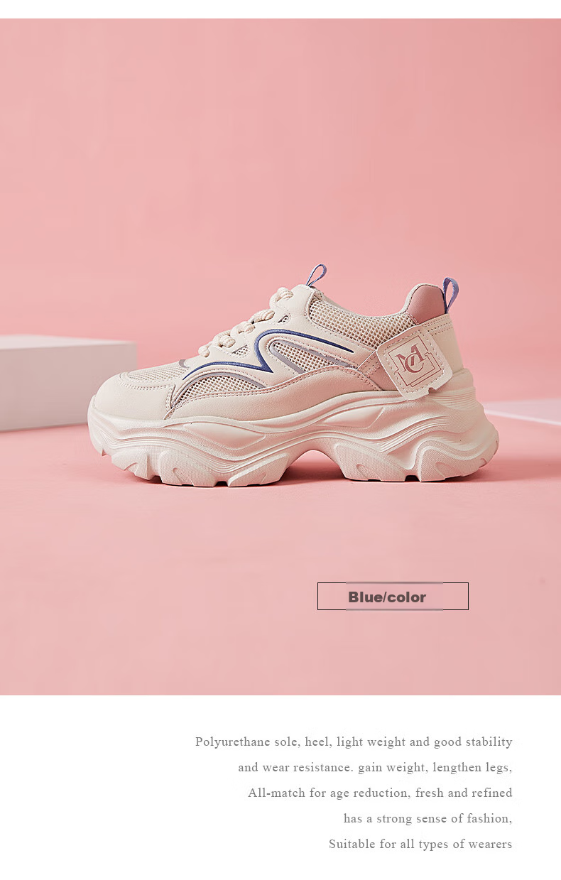 CARDANRO Chunky Dad Sneakers for Women, 2026 New Spring And Summer Style, Breathable Mesh, Height-Increasing, Casual White Sneakers, Versatile Sports Shoes 5