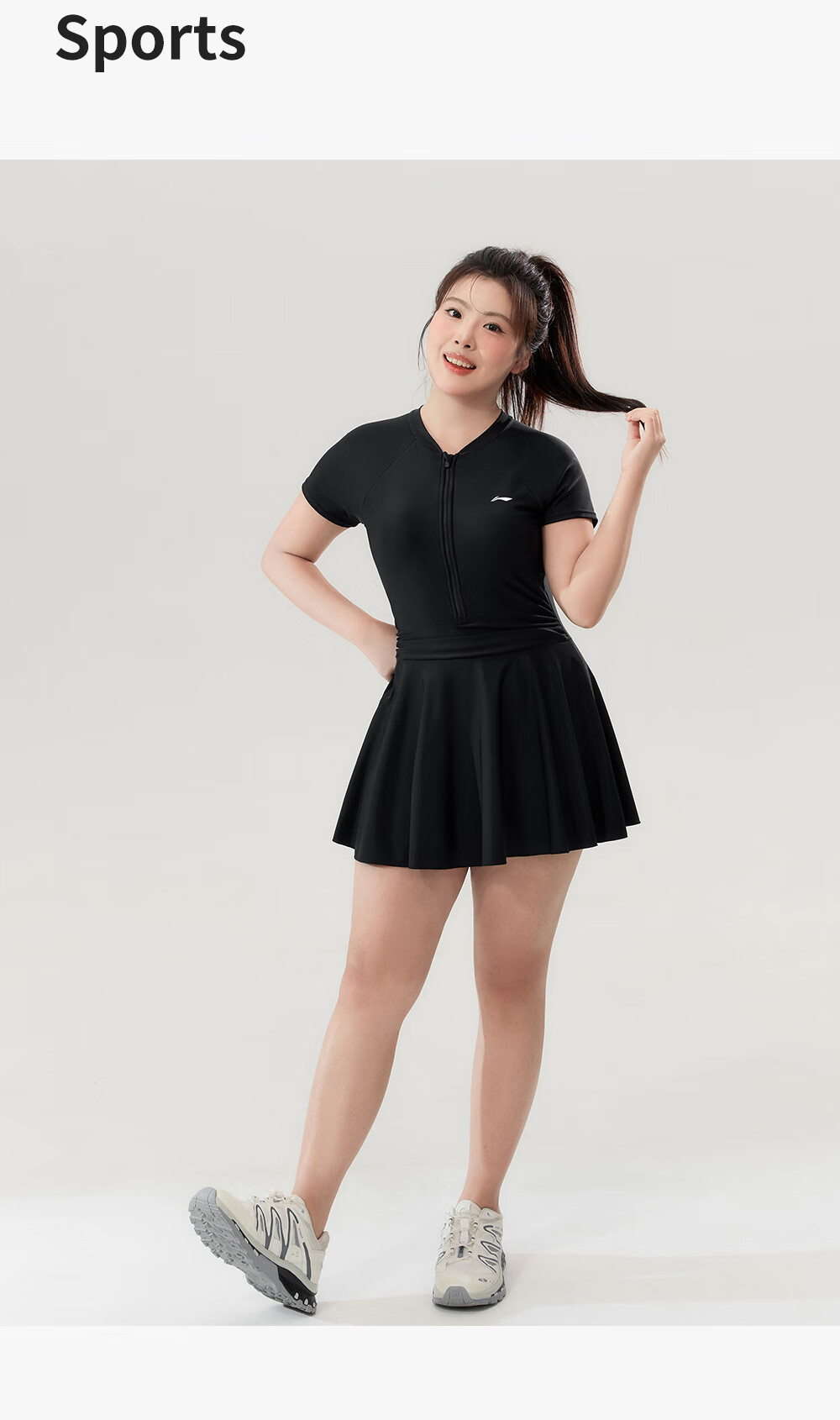 LI-NING Plus Size Women's Slimming Tummy Control One-Piece Swimsuit 2026 New Large Size Adult Hot Spring Swimwear for 200 Jin 20
