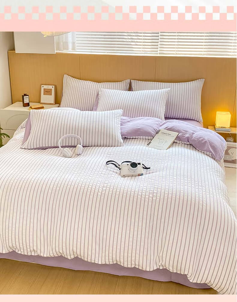 Yalu Cotton Bedding Set A-Class Machine Washable Bare Sleeping Duvet Cover Pillowcases Bed Sheet Single Three-Piece Set for 1.2-Meter Bed Grass Gree 2