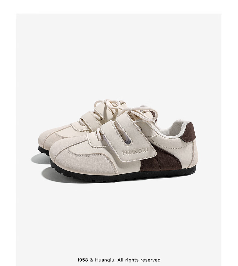 Global Magic Velcro Board Shoes Puffy White Shoes New Ins Ugly Cute Women's German Training Shoes KMXFX8093 Beige Size 35 28