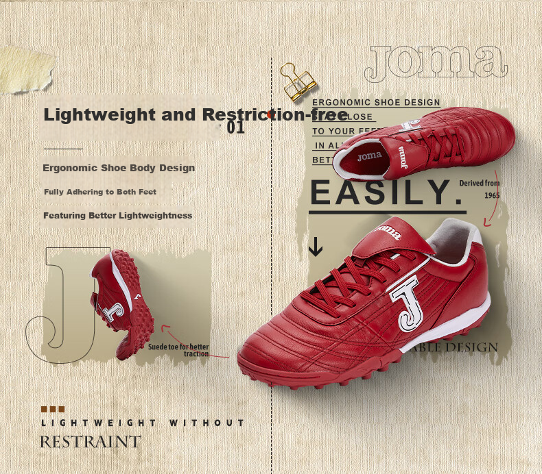 JOMA Kangaroo Leather Soccer Shoes for Women, Adults, Children, Teenagers And Students TF Turf Cleats Football Match Training Shoes Black Size 37 3